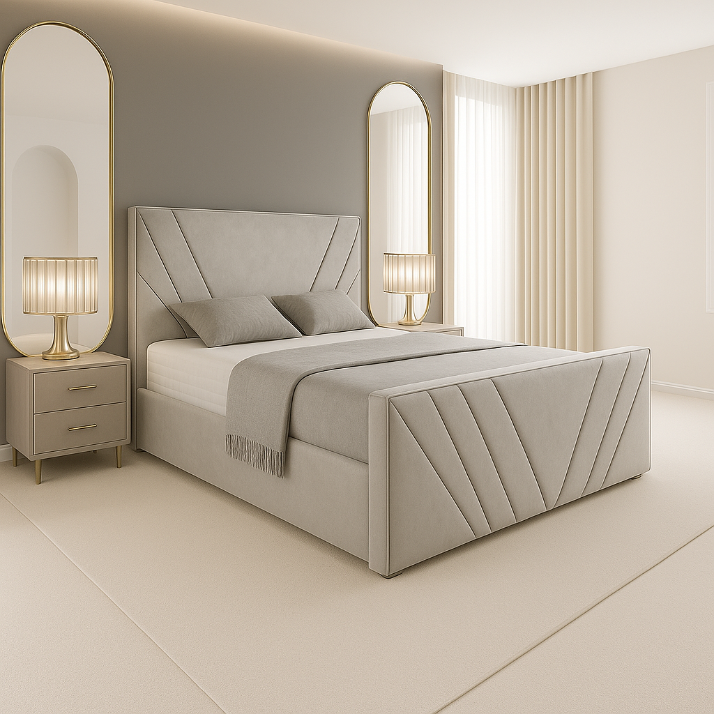 Aire Upholstered Bed (Optional Ottoman Storage)