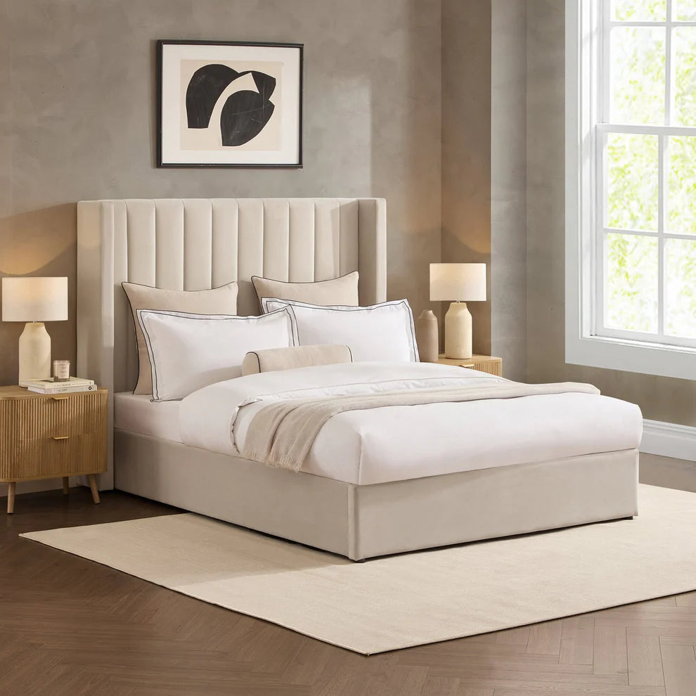 Lyon Upholstered Bed (Optional Ottoman Storage)